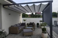 dragon-pergola mit gewelltem Stoff