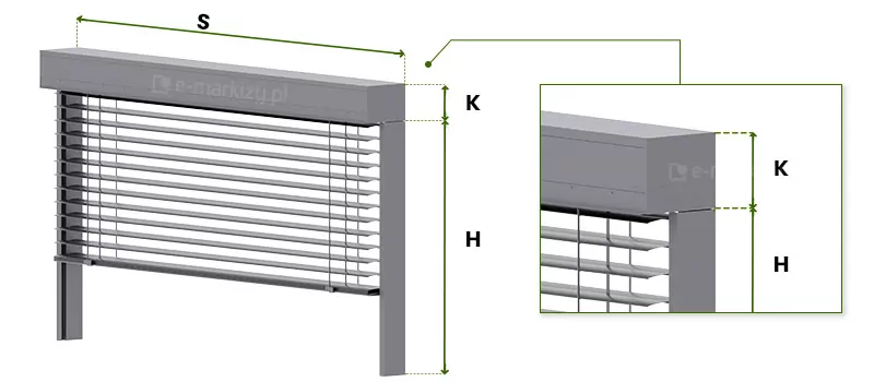 Fensterladen-Fassade-Z90-Kastendimensionierung