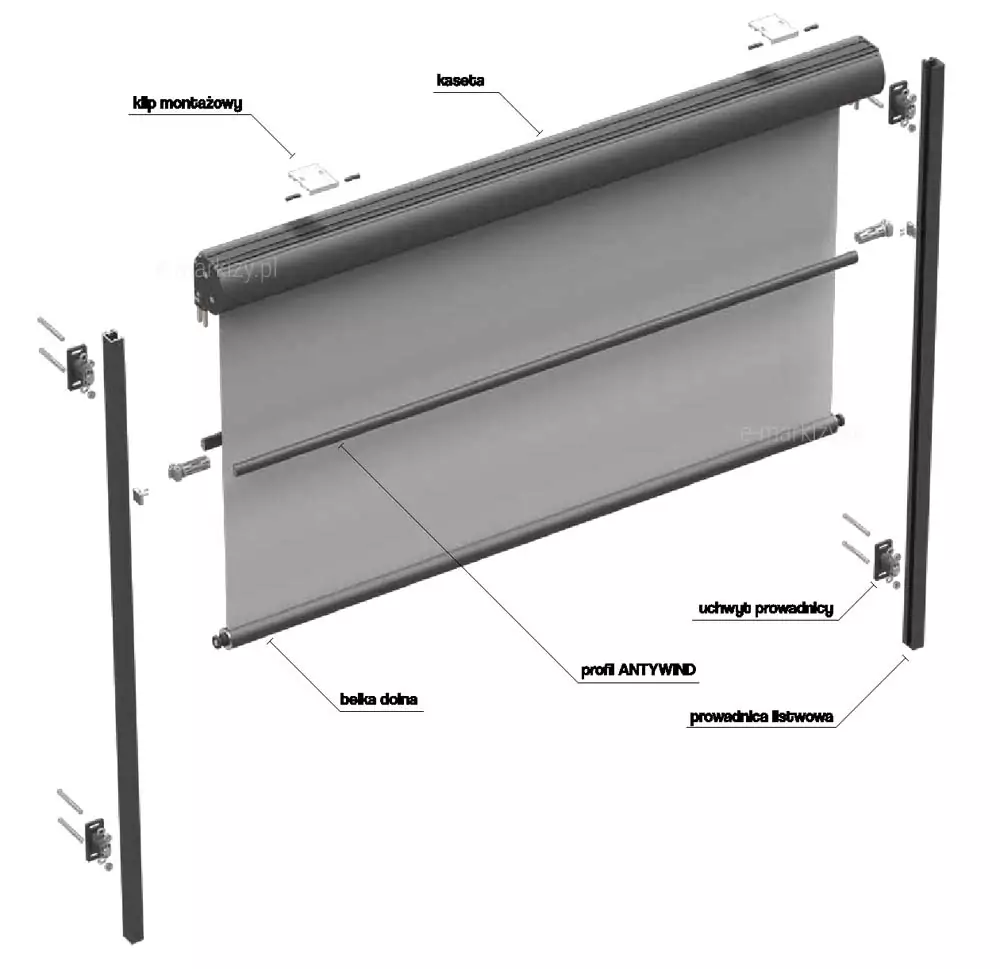 Refleksol 103 Selt, Refleksol-Komponenten, Befestigungsclip, Refleksol-Kassette, Führungshalter, Schienenführung, Bodenträger, Windschutzprofil, Windschutzprofil, Refleksol 103 - Technische Daten