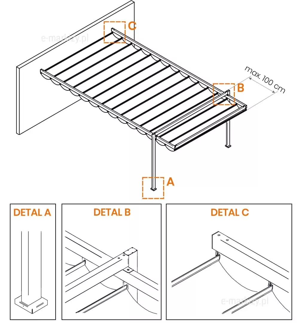 Terrassen-Pergola-Wand-Supro-One-Längs-Technische-Daten