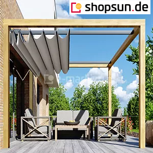 Freistehende-Pergola-aus-Holzrinde-mit-Römischdach-Silva-Preisgestaltung