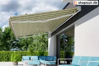 Über der Terrasse aufgehängte Silver Plus Selt-Markise Silver Plus Terrassenmarkise, Online-Bewertung von Terrassenmarkisen