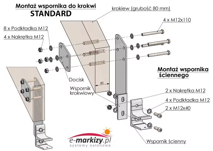 Halterung Montage an Sparren Maulwurf Standard 2