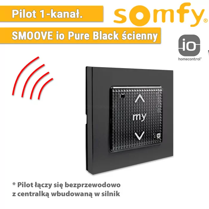 Automatik für Reflexol, Somfy Smoove 1 io Pure Black Shine 1811005 mit Rahmen