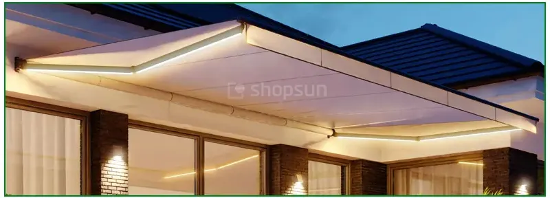 LED-Beleuchtung, Markisenbeleuchtung, LED-Band für Terrassenmarkisen, beleuchtete Terrassenmarkise Malta, Terrassenmarkise mit LED-Bandbeleuchtung, Markisenzubehör - LEDs