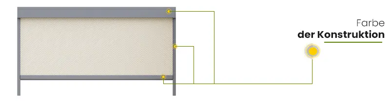 Senkrechtmarkise 120 ZiiiP Selt, Farbe der Konstruktion, Farbe der Führungsschienen, Farbe der Kassette für Pergolen