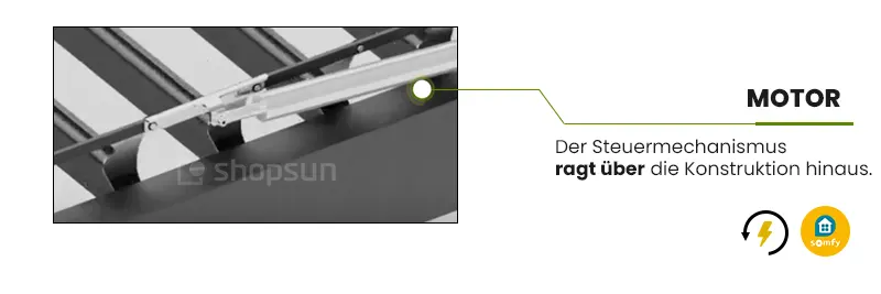 Externer Motor zur Steuerung der Lamellen - Antrieb in der Terrassenabdeckung SB400 Selt